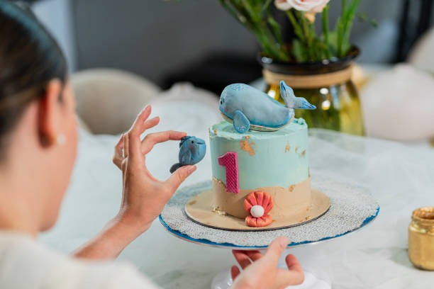 Custom Initial Monogram Baby Shark Cake for Kids’ Parties